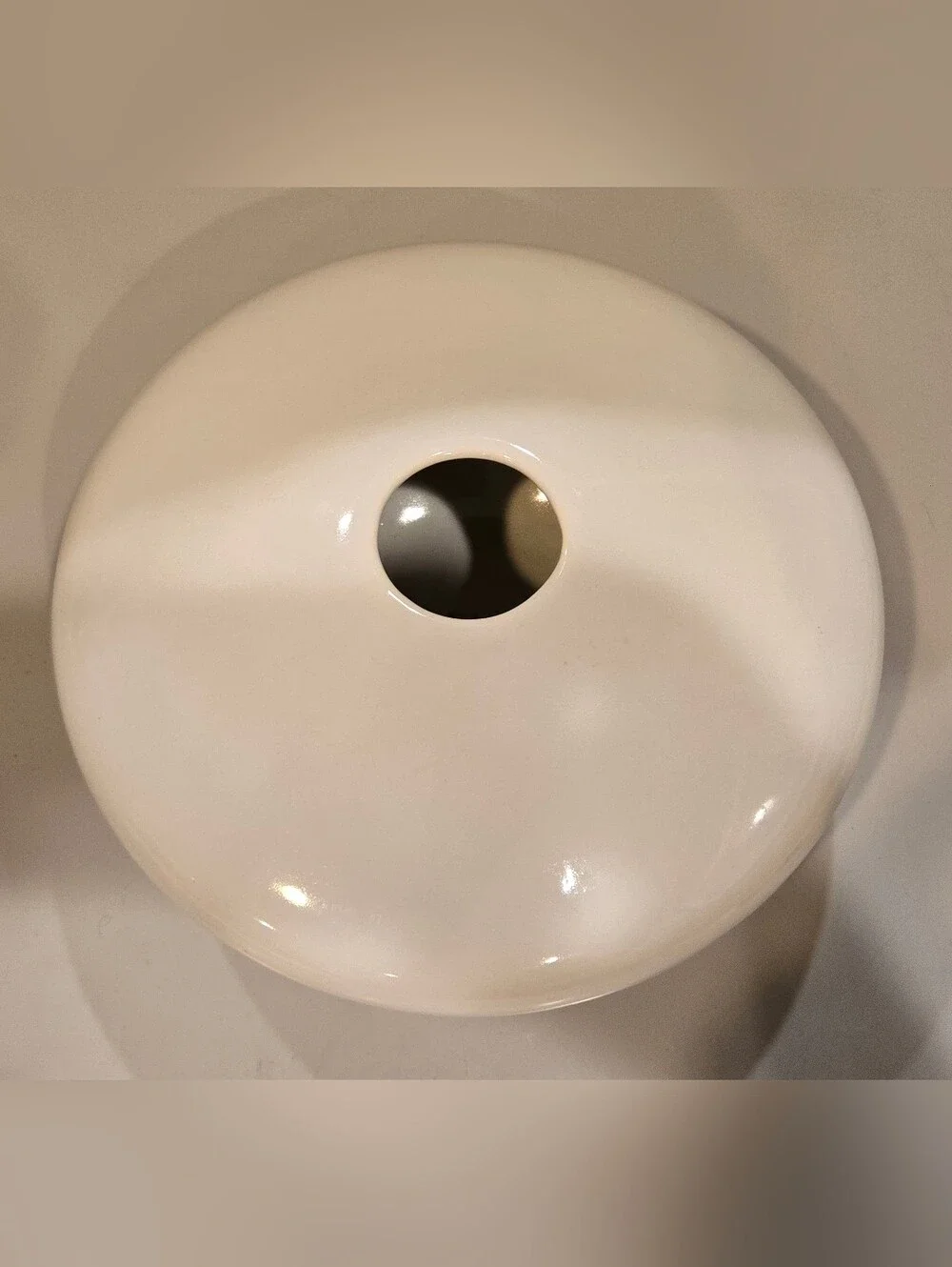 Modern Haggar White Round Ceramic Vase with Center Opening